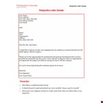 Formal Job Resignation Letter Example example document template