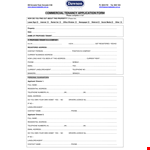 Commercial Tenant Lease Application Form - Landlord, Address, Information, Phone & Tenancy example document template