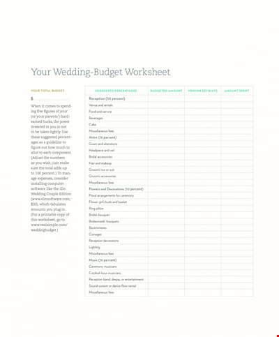 Wedding Budget Worksheet Kgvzvsnv