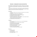 Preschool Teacher job description example document template