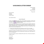 UK Business Letter Format example document template