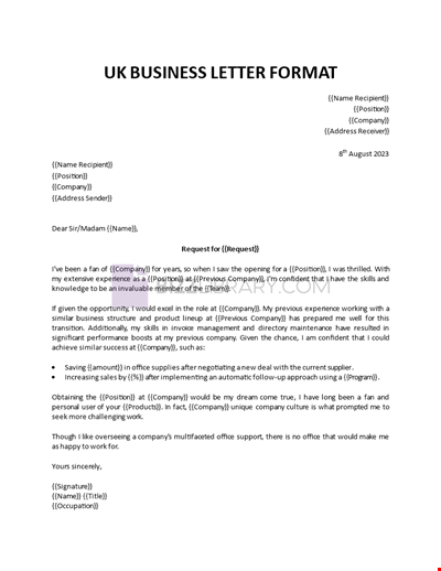 UK Business Letter Format