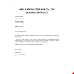 Application Letter for College Leaving Certificate example document template