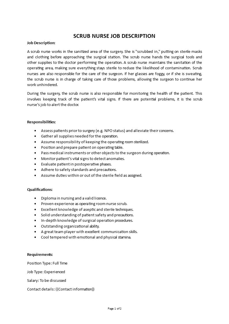 scrub nurse job description