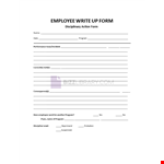 Employee Write Up Form Template example document template