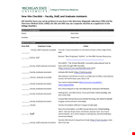 Complete New Hire Checklist for Staff, Faculty & Graduates | Assistants example document template