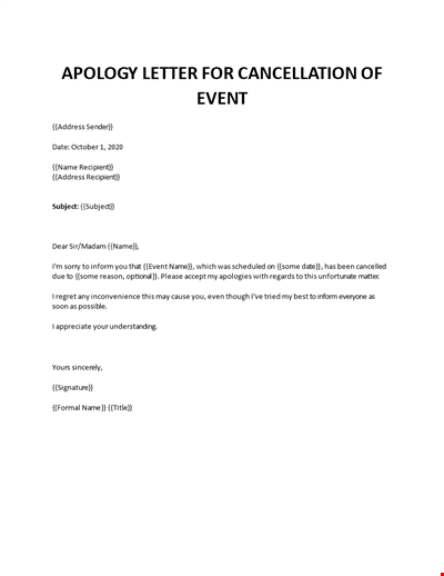 Apology letter for cancellation of event