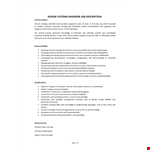 Senior Systems Engineer Job Description example document template