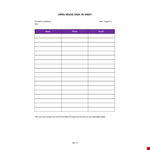 Open House Sign-in Sheet example document template