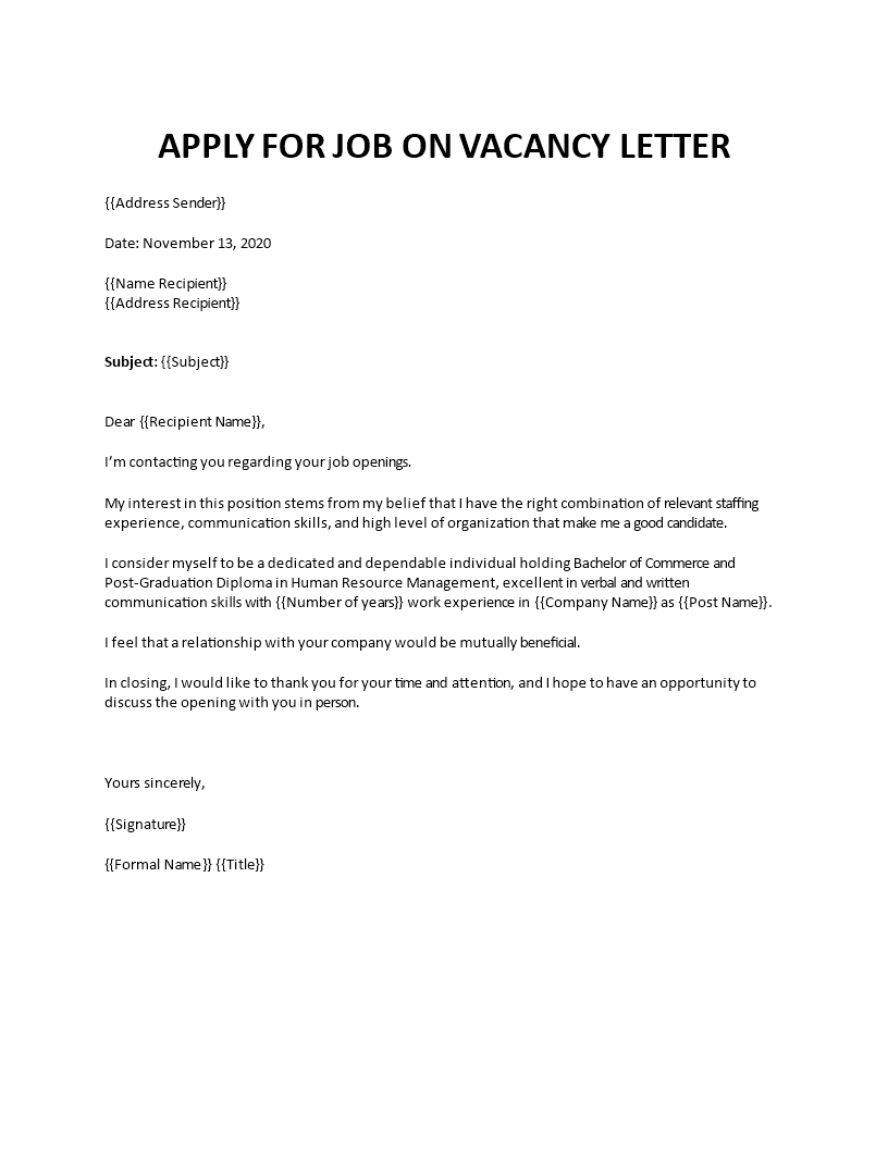 jobs name in cover letter