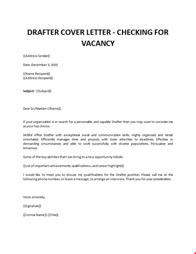 Drafter cover letter template