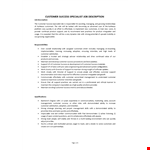 Customer Success Specialist Job Description example document template