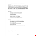 Corporate Event Planner Job Description example document template