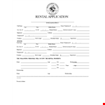 Property Rental Application Form Template example document template