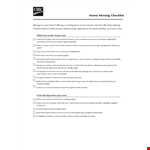 House Moving Checklist Template - Essential Change, Moving, and House Moving Items example document template