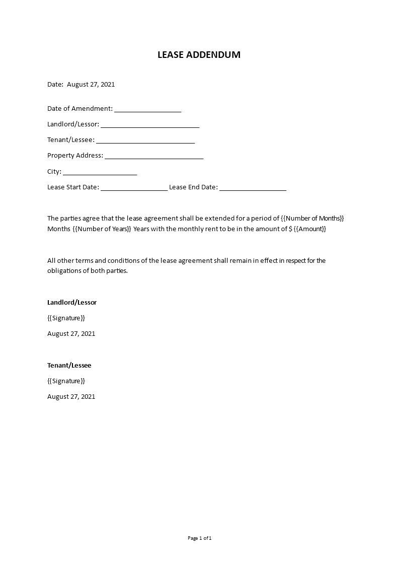 lease addendum