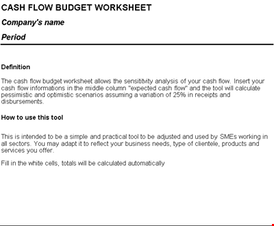 Cash Flow Sensitivity Analysis Worksheet Excel Format