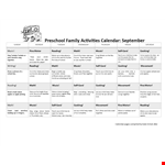 Preschool Activity Calendar Template | Music, Cooking, Reading | Engage Your Child example document template 