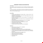 Laboratory Technician Job Description example document template