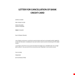 Credit Card Cancellation Letter example document template