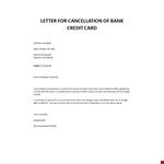 Credit Card Cancellation Letter example document template 