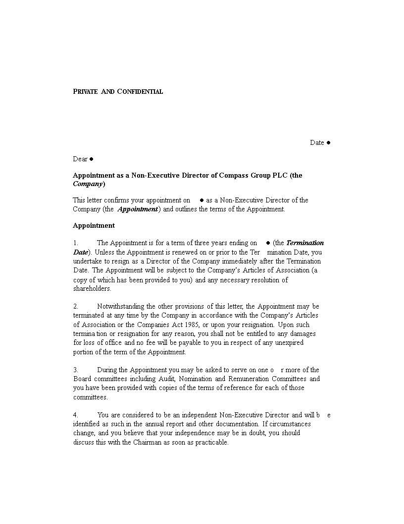 Appointment Letter For Company Director Formal Executive Appointment appointment-letter-for-company-director-formal-executive-appointment