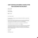 Unit Controller cover letter example document template
