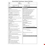 NSTS Operator Check Sheet Template: Ensure Proper System Pressure and Identify Leaks example document template 