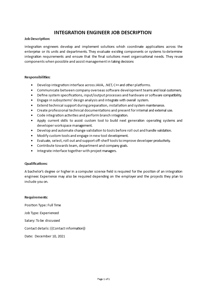 integration engineer job description Main Image integration engineer job description
