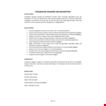 Integration Engineer Job Description example document template