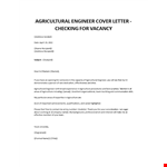 Agricultural Engineer cover letter example document template