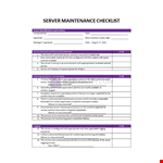 Server Maintenance Security Checklist template example document template