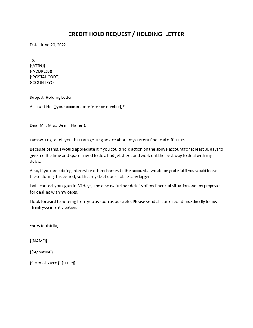 Credit Hold Letter
