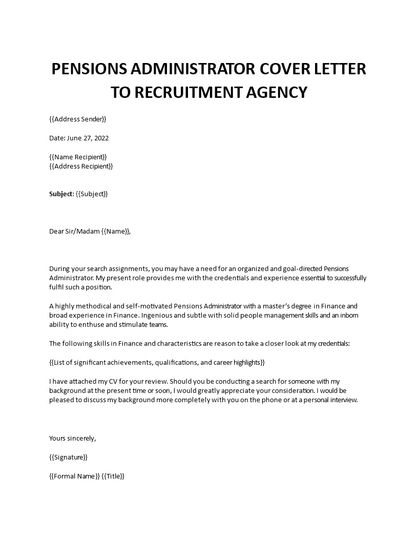 pensions administrator sample cover letter Main Image pensions administrator sample cover letter
