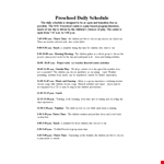 Preschool Daily Schedule example document template
