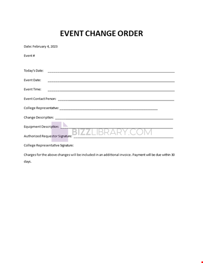 Event Change Order Template