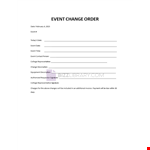 Event Change Order Template example document template