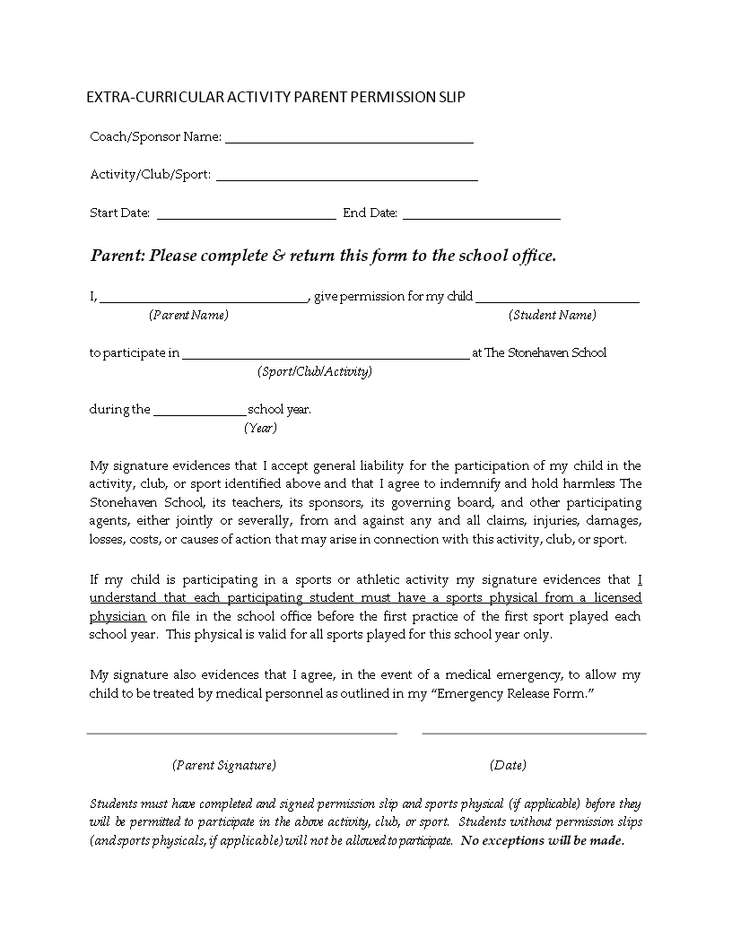 Parent Permission Slip Sample parent-permission-slip-sample
