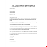 Job appointment letter format example document template