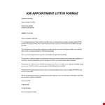 Job appointment letter format example document template 
