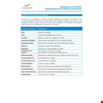 Management Committee Agenda Template example document template