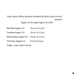 Office Vacation Schedule Template example document template
