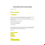 Authorization letter to pick up goods example document template