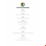 Kid's Party Schedule example document template