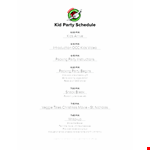 Kid's Party Schedule example document template 