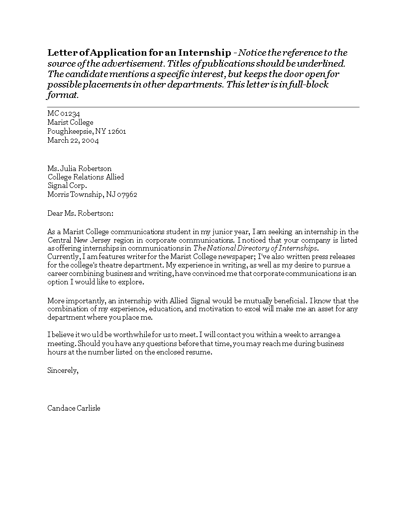 Internship Application Example College Experience And Position At Marist internship-application-example-college-experience-and-position-at-marist