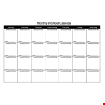 Monthly Workout Calendar Sample example document template