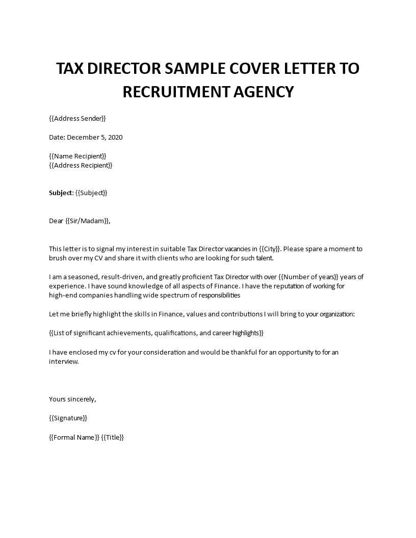 tax director cover letter