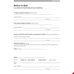 Landlord Notice To Quit Template example document template