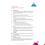 Professional Terms and Conditions Template for Consultants | Training Agreement example document template